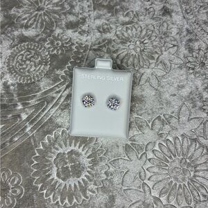 Sterling Silver CZ Stud Earrings - Sparkling Clear